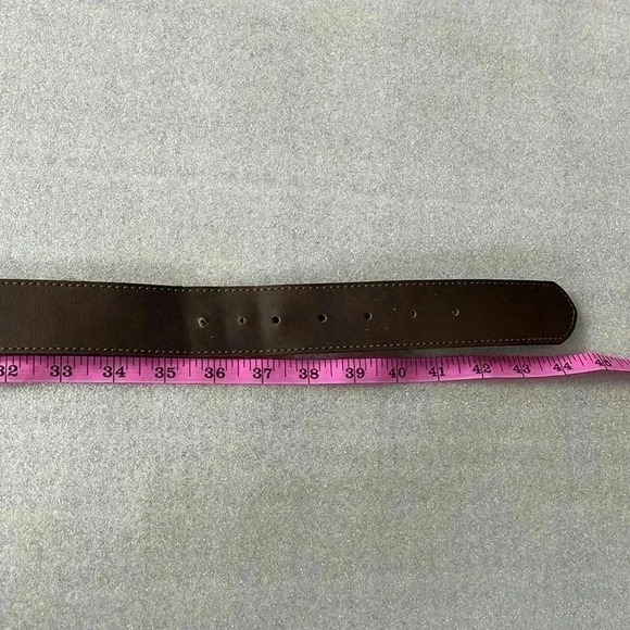 [36-42”]Custom Leather Brown  Leather Silver Tone Buckle Men - Picture 6 of 6